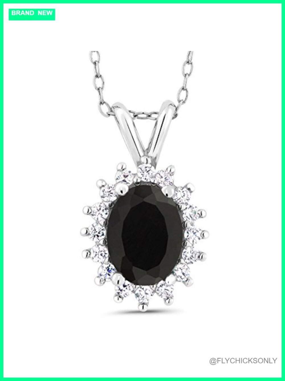 Gemstone Birthstone Halo Pendant Necklace 925 Sterling Silver 18 Inch